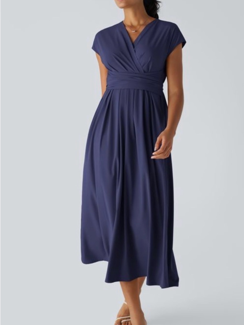 HALARA NWT Navy Wrap-Front Maxi Dress
